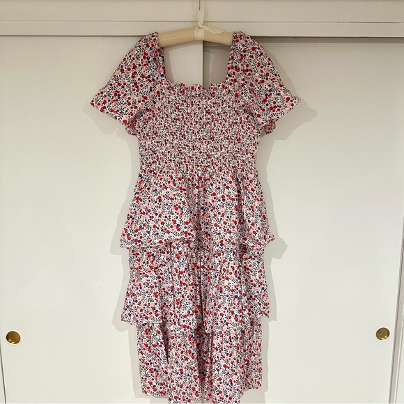 Draper James Women’s Deana Tiered Smocked Dress in Berry Print (Size XL) - Picture 4 of 4